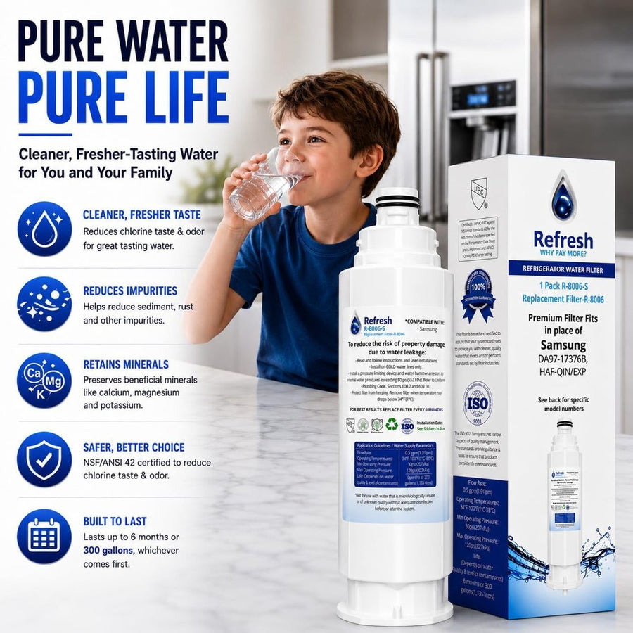Child drinking a glass of filtered water