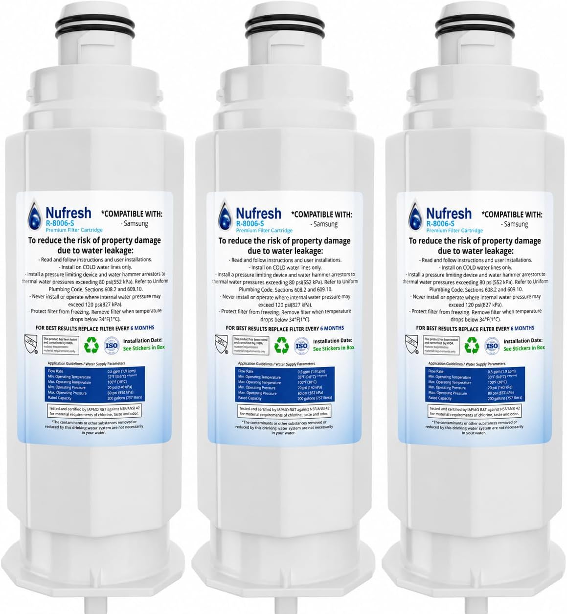 Refresh R-8006 Replacement Refrigerator Water Filter for  Samsung DA97-17376B, DA97-08006C, HAF-QIN, HAF-QIN/EXP, RF23M8070SG, BRF425200AP and more!