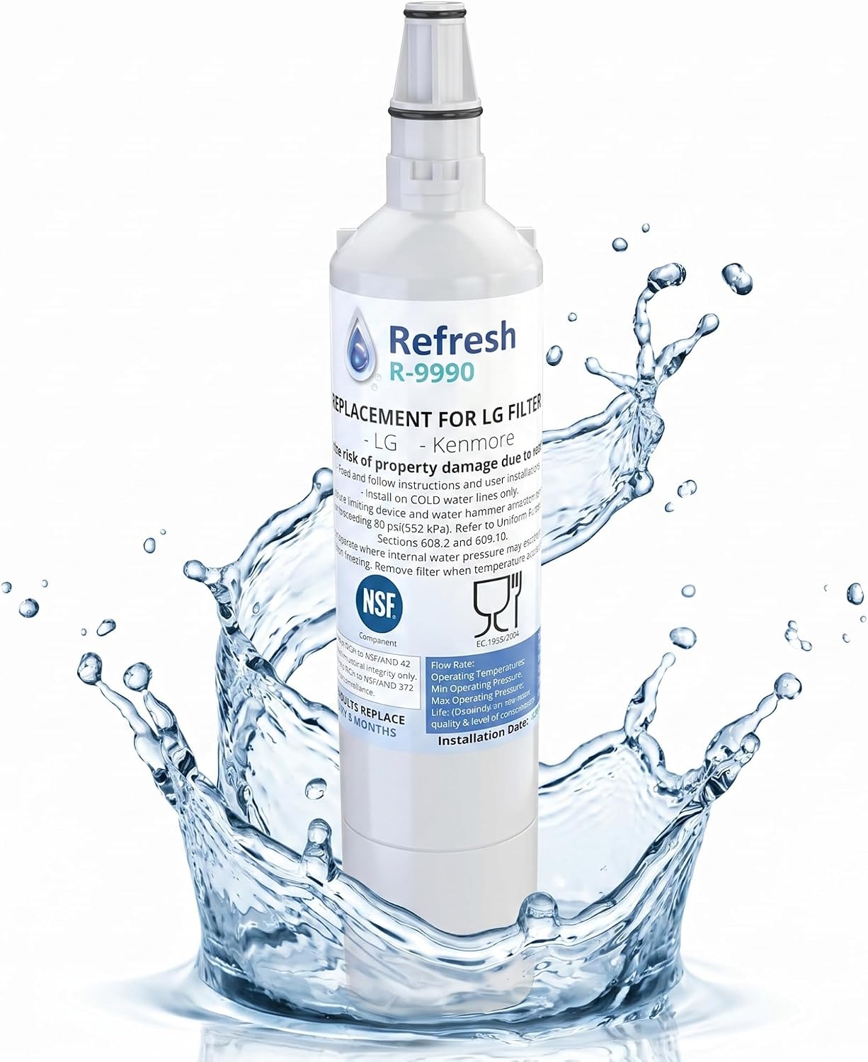 Refresh R-9990 Replacement Water Filter - Fits LG 5231JA2006A, and more!