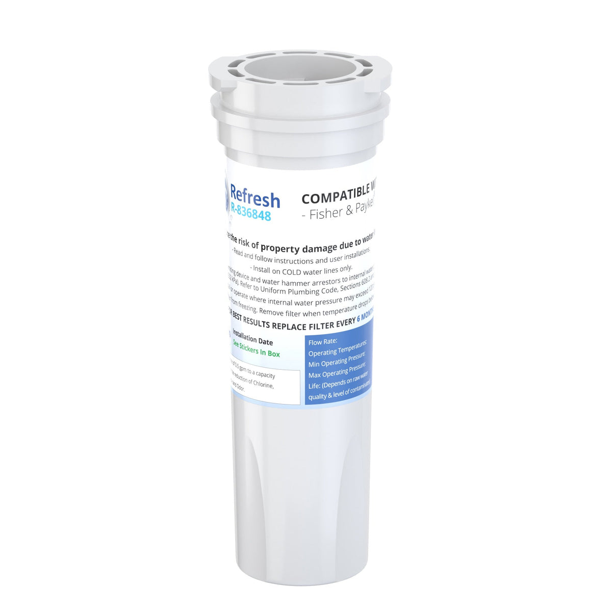 Refresh R 003 Water Filter Refresh R-836848 Replacement Refrigerator Water Filter for Fisher & Pa ...